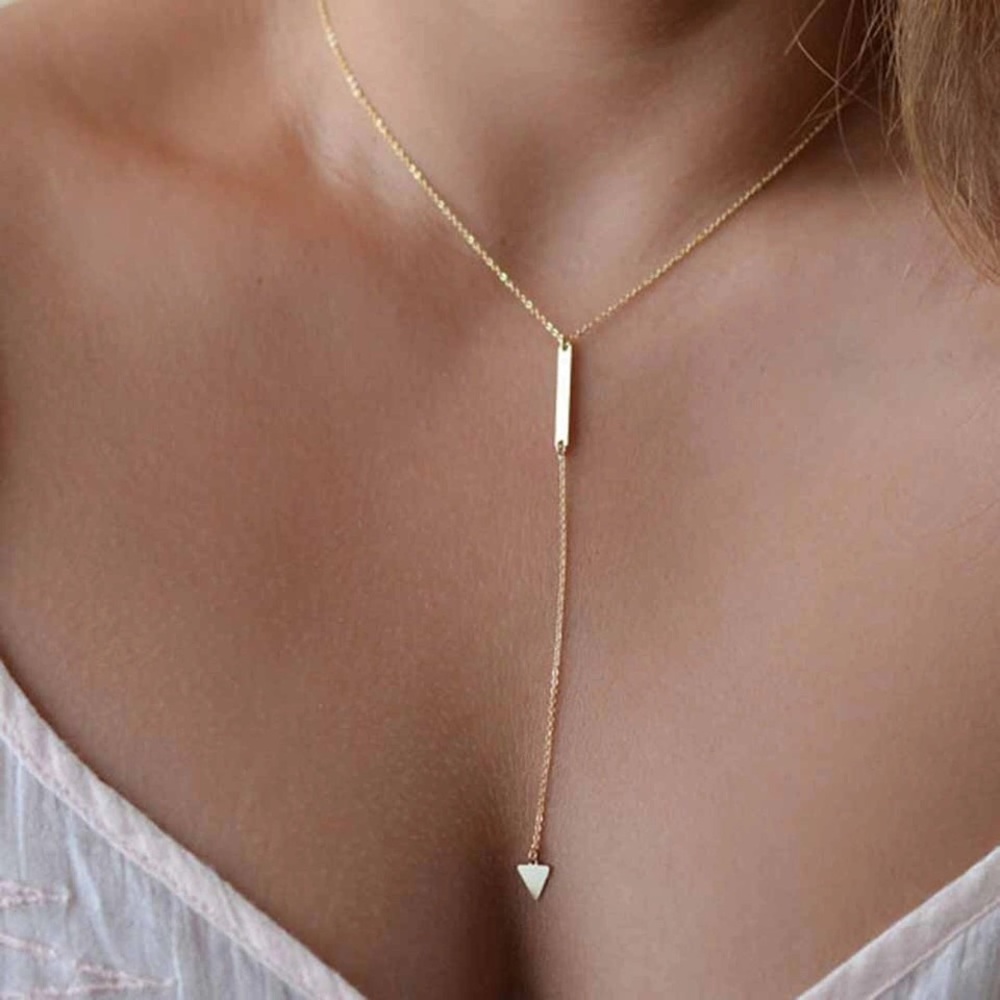 NWT Triangle & Rectangle Drop Necklace - Picture 2 of 6